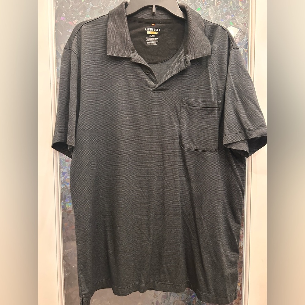 Van Heusen Gray Polo Shirt Short-Sleeved Casual (B4)